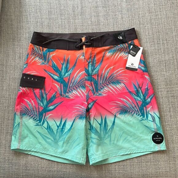Rip Curl Swim Trunks Boys‎ Size 18 Tropical Board Shorts - Picture 1 of 6